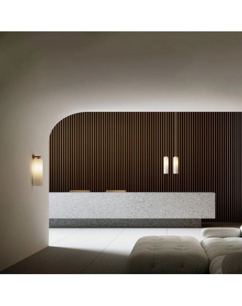 Modern minimalist Scandinavian living room background wall glass wall sconce art bedroom bedside aisle designer long wall sconce