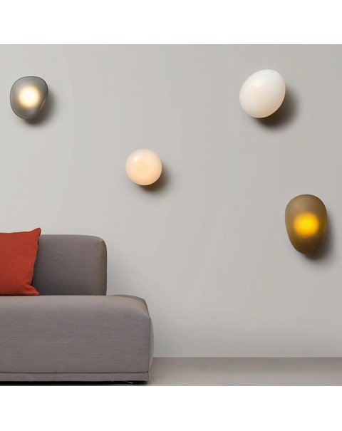 Scandinavian creative personality wabi-sabi style small wall lamp pebbles simple study living room wall modeling lamp bedroom bedside