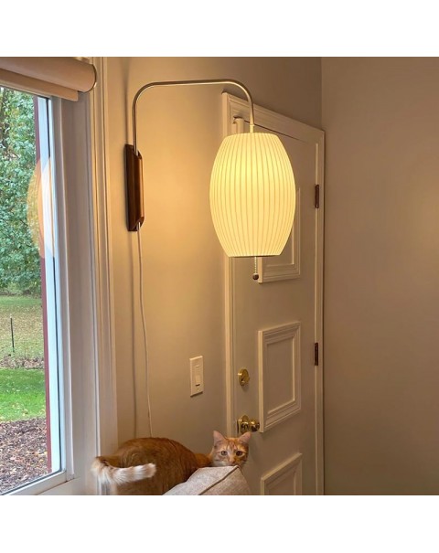 Year Round Park Copper Lamp Modern Light Luxury Simple All Copper Walnut Living Room Sofa Bedroom Bedside Swing Arm Wall Sconce