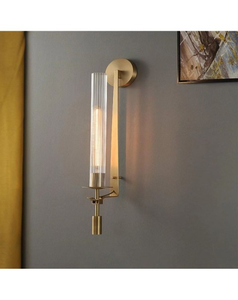 Post-modern Scandinavian simple light luxury wall lamp TV background wall retro living room aisle all copper bedroom bedside lamps and lanterns