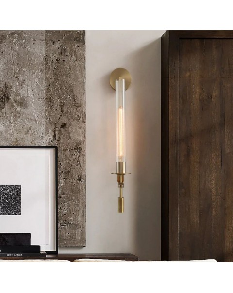 Post-modern Scandinavian simple light luxury wall lamp TV background wall retro living room aisle all copper bedroom bedside lamps and lanterns