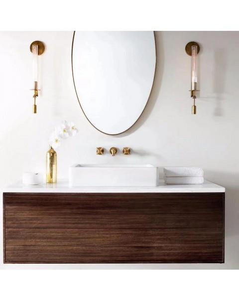 Post-modern Scandinavian simple light luxury wall lamp TV background wall retro living room aisle all copper bedroom bedside lamps and lanterns