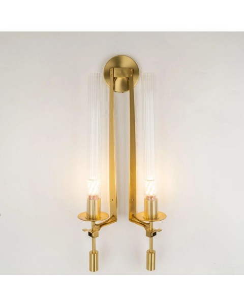 Post-modern Scandinavian simple light luxury wall lamp TV background wall retro living room aisle all copper bedroom bedside lamps and lanterns