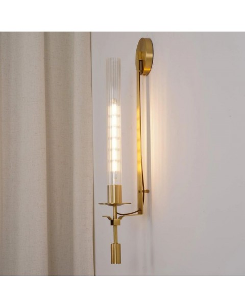 Post-modern Scandinavian simple light luxury wall lamp TV background wall retro living room aisle all copper bedroom bedside lamps and lanterns