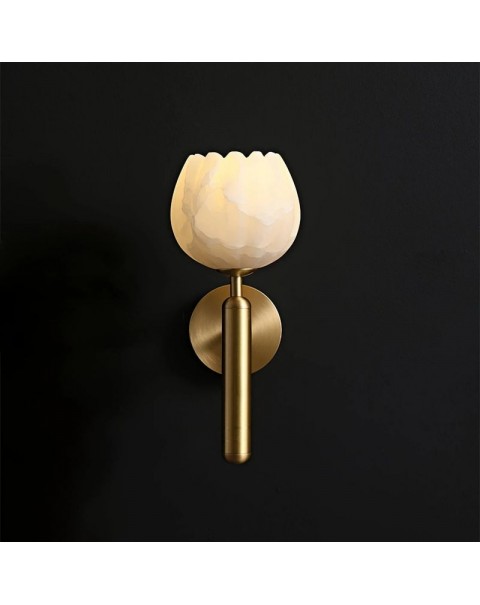 New Chinese bedside wall lamp simple modern copper marble light luxury bedroom living room TV background wall Scandinavian wall.