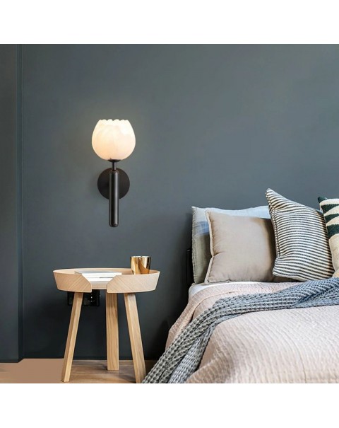 New Chinese bedside wall lamp simple modern copper marble light luxury bedroom living room TV background wall Scandinavian wall.