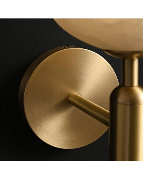 New Chinese bedside wall lamp simple modern copper marble light luxury bedroom living room TV background wall Scandinavian wall.