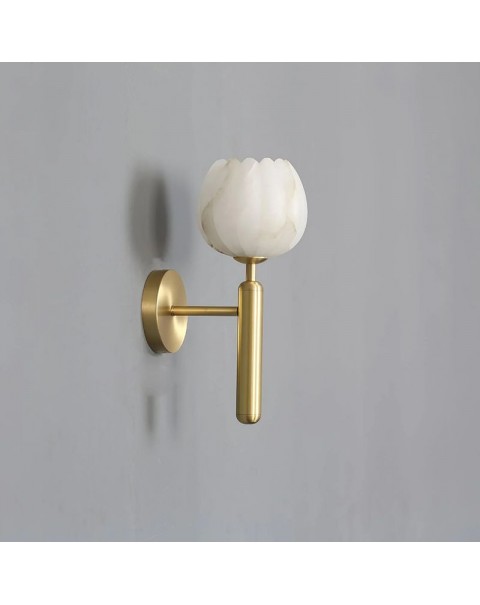New Chinese bedside wall lamp simple modern copper marble light luxury bedroom living room TV background wall Scandinavian wall.