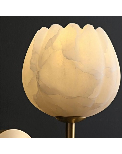 New Chinese bedside wall lamp simple modern copper marble light luxury bedroom living room TV background wall Scandinavian wall.