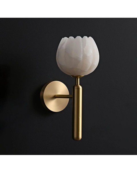 New Chinese bedside wall lamp simple modern copper marble light luxury bedroom living room TV background wall Scandinavian wall.