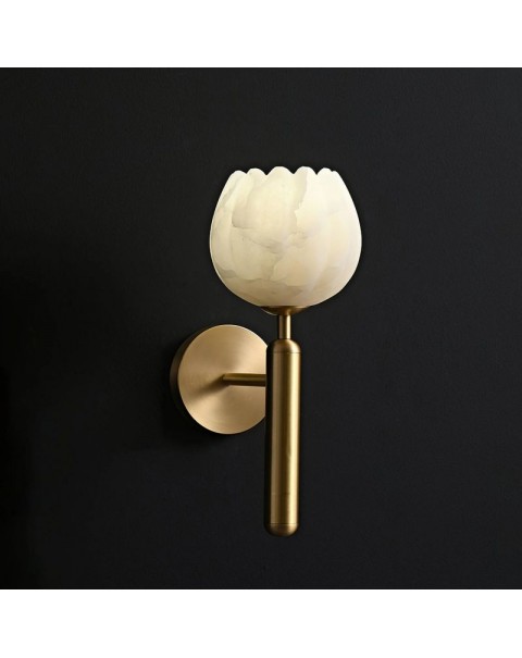 New Chinese bedside wall lamp simple modern copper marble light luxury bedroom living room TV background wall Scandinavian wall.