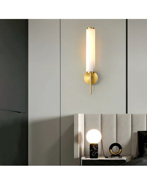 The entrance background wall lamp marble Scandinavian simple light luxury hotel B&B living room bedroom bedside full copper wall lamp Chinese style