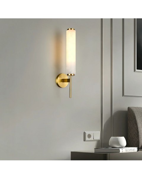 The entrance background wall lamp marble Scandinavian simple light luxury hotel B&B living room bedroom bedside full copper wall lamp Chinese style