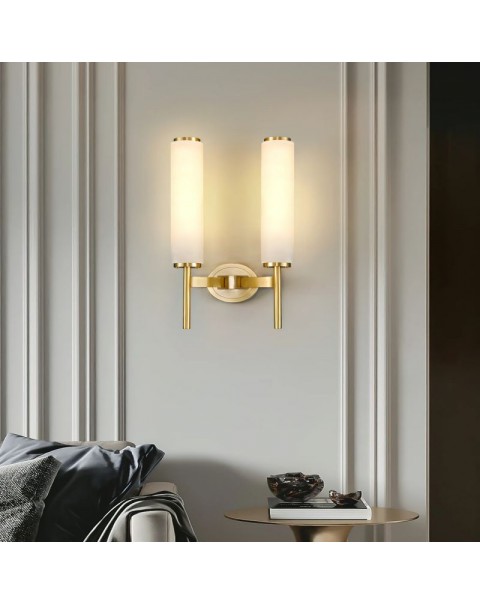 The entrance background wall lamp marble Scandinavian simple light luxury hotel B&B living room bedroom bedside full copper wall lamp Chinese style