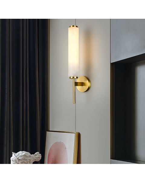 The entrance background wall lamp marble Scandinavian simple light luxury hotel B&B living room bedroom bedside full copper wall lamp Chinese style