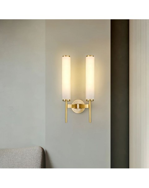 The entrance background wall lamp marble Scandinavian simple light luxury hotel B&B living room bedroom bedside full copper wall lamp Chinese style