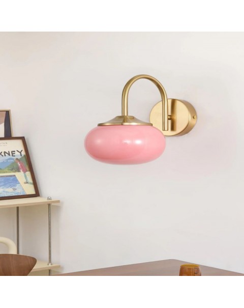 Scandinavian style Bauhaus antique powder cover wall lamp cream wind cozy simple iron wall lamp bedroom aisle entrance light