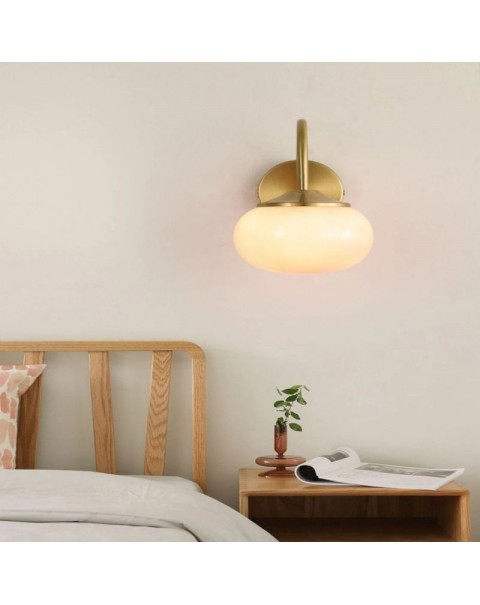 Scandinavian style Bauhaus antique powder cover wall lamp cream wind cozy simple iron wall lamp bedroom aisle entrance light