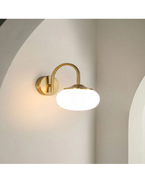Scandinavian style Bauhaus antique powder cover wall lamp cream wind cozy simple iron wall lamp bedroom aisle entrance light