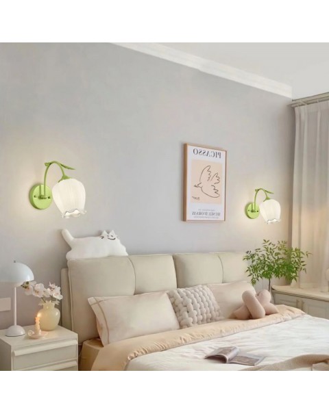 Wall lamps French cream wind flowers living room sofa back wall aisle ambiance retro creative bedroom bedside lamps