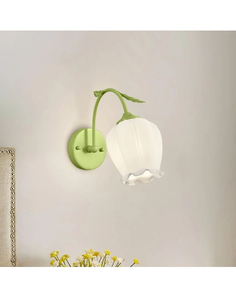 Wall lamps French cream wind flowers living room sofa back wall aisle ambiance retro creative bedroom bedside lamps