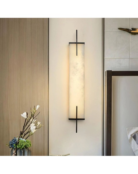 New Chinese style all copper Yunshi wall lamp long staircase living room TV background wall lamp net red creative bedroom bedside lamps