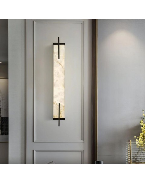 New Chinese style all copper Yunshi wall lamp long staircase living room TV background wall lamp net red creative bedroom bedside lamps