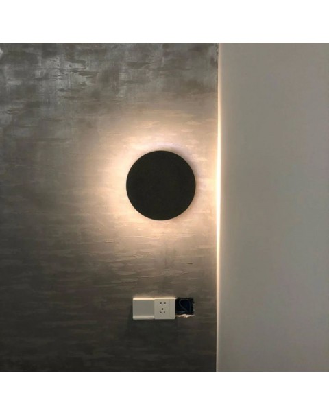 Minimalist Round Cement Eclipse Wall Sconce Designer Minimalist Entryway Living Room Dining Room Bedroom TV Background Wall Lights