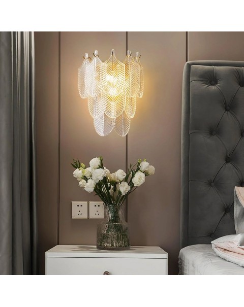 Light luxury French glass bedside wall lamp master bedroom post-modern minimalist Italian antique creative living room corridor lamps and lanterns