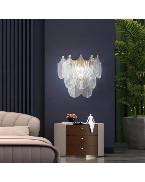 Light luxury French glass bedside wall lamp master bedroom post-modern minimalist Italian antique creative living room corridor lamps and lanterns