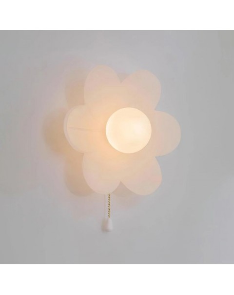 MOFAS Scandinavian modern bedroom bedside cream wind net red full-spectrum eye protection children's flowers wall lamp with switch