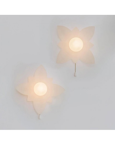 MOFAS Scandinavian modern bedroom bedside cream wind net red full-spectrum eye protection children's flowers wall lamp with switch