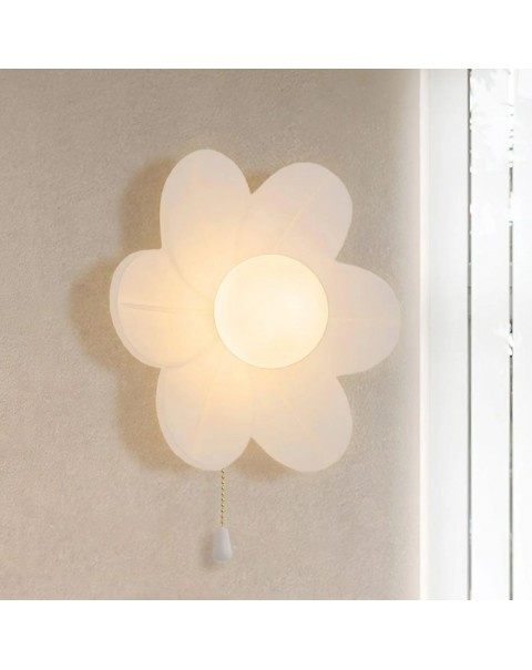 MOFAS Scandinavian modern bedroom bedside cream wind net red full-spectrum eye protection children's flowers wall lamp with switch