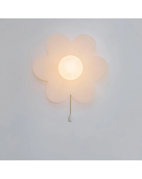 MOFAS Scandinavian modern bedroom bedside cream wind net red full-spectrum eye protection children's flowers wall lamp with switch