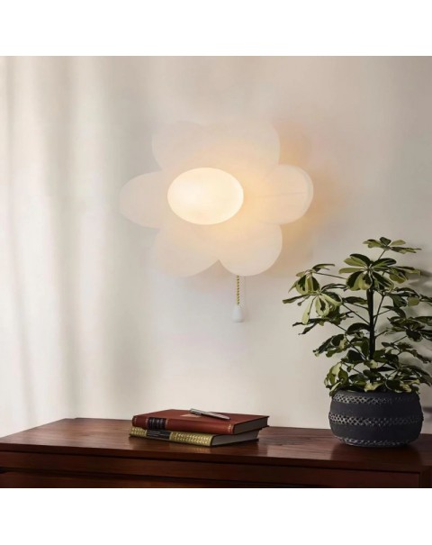 MOFAS Scandinavian modern bedroom bedside cream wind net red full-spectrum eye protection children's flowers wall lamp with switch