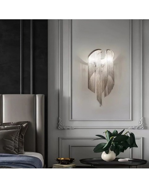 Light luxury post-modern wall lamp bedroom bedside tassel lamp hotel project lights personalized creative aisle stairwell wall lamps