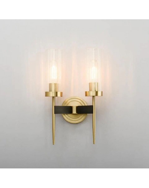 Minimalist light luxury all copper long wall lamp modern minimalist bedroom bedside designer living room TV background wall lights