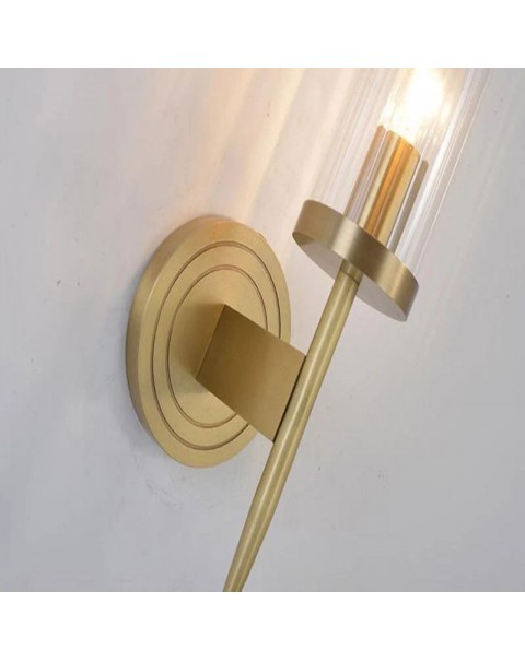 Minimalist light luxury all copper long wall lamp modern minimalist bedroom bedside designer living room TV background wall lights