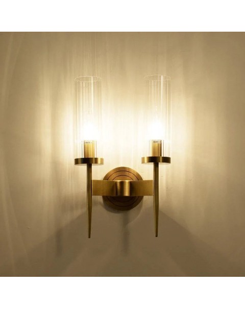Minimalist light luxury all copper long wall lamp modern minimalist bedroom bedside designer living room TV background wall lights