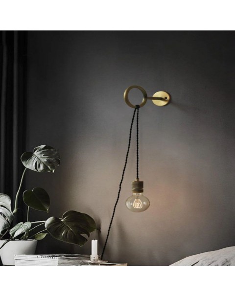 Scandinavian all brass brass bedroom bedside lamp ins store living room restaurant milk tea store personalized wall lamp B&B