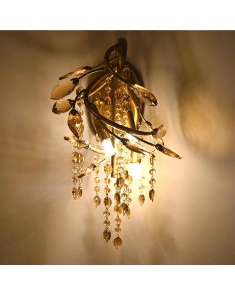 American light luxury crystal wall lamp retro living room bedroom lamp European warm romantic wall lamp creative personality bedside lamps