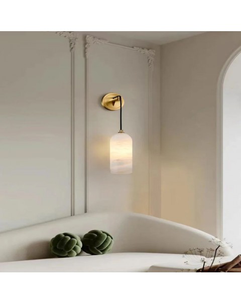 Living room bedroom bedside Spanish imported marble simple Scandinavian light luxury chandelier aisle B&B full copper wall lamps