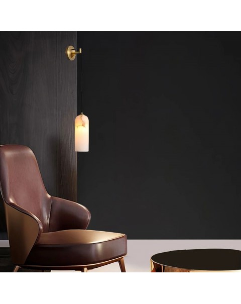 Living room bedroom bedside Spanish imported marble simple Scandinavian light luxury chandelier aisle B&B full copper wall lamps