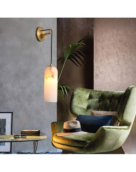 Living room bedroom bedside Spanish imported marble simple Scandinavian light luxury chandelier aisle B&B full copper wall lamps