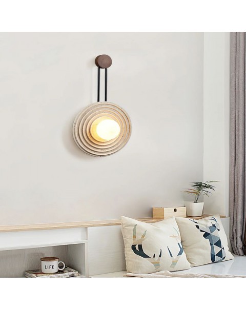 Wheel of the Year   Designer creative natural marble living room bedroom bedside entrance hallway cream wabi-sabi style wall sconces