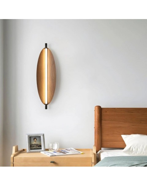 Medieval wabi-sabi style retro living room bedroom bedside entryway aisle B&B cafe wood grain leaf design wall sconce