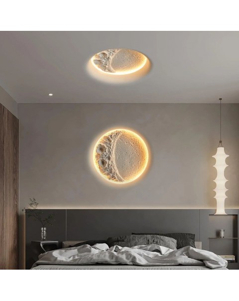 Moon wall lamp bedroom bedside lamp living room background wall ambient light home ceiling light creative art plaster downlight