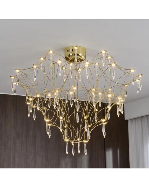 Scandinavian full star crystal ceiling light post-modern light luxury restaurant chandelier firefly bedroom living room ceiling light