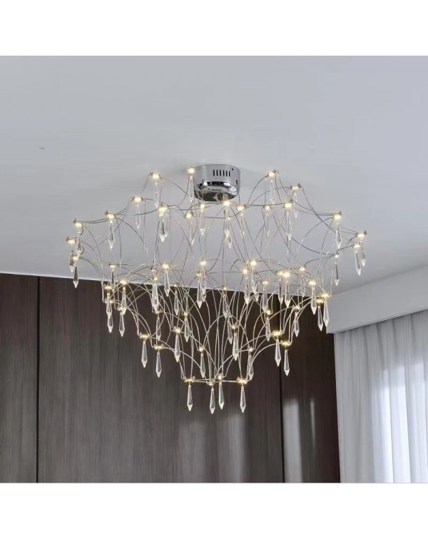Scandinavian full star crystal ceiling light post-...