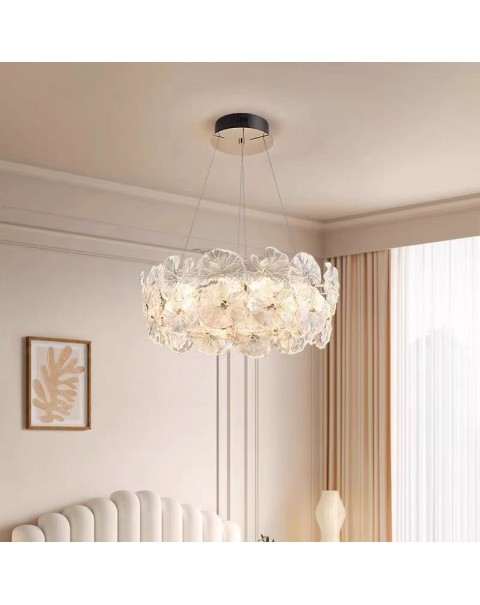 French crystal living room chandelier hall dining room master bedroom ceiling lamps and lanterns 2024 new modern simple senior sense